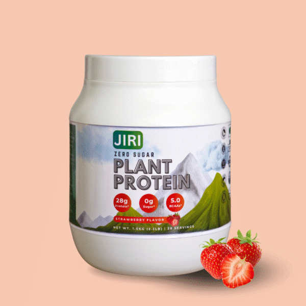 Jiri Nutrition Zero Sugar Plant Protein 1kg, Strawberry Flavor - Image 1
