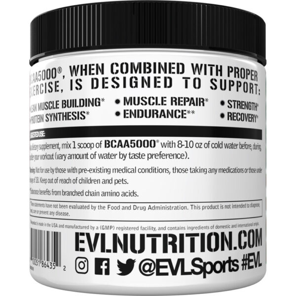 EVL BCAA 5000 Powder, 30 Servings, Blue Raz - Image 2