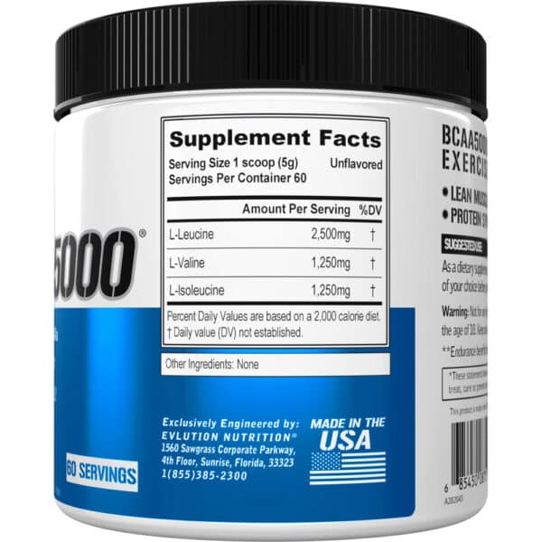 EVL BCAA 5000 Powder, 30 Servings, Blue Raz - Image 4