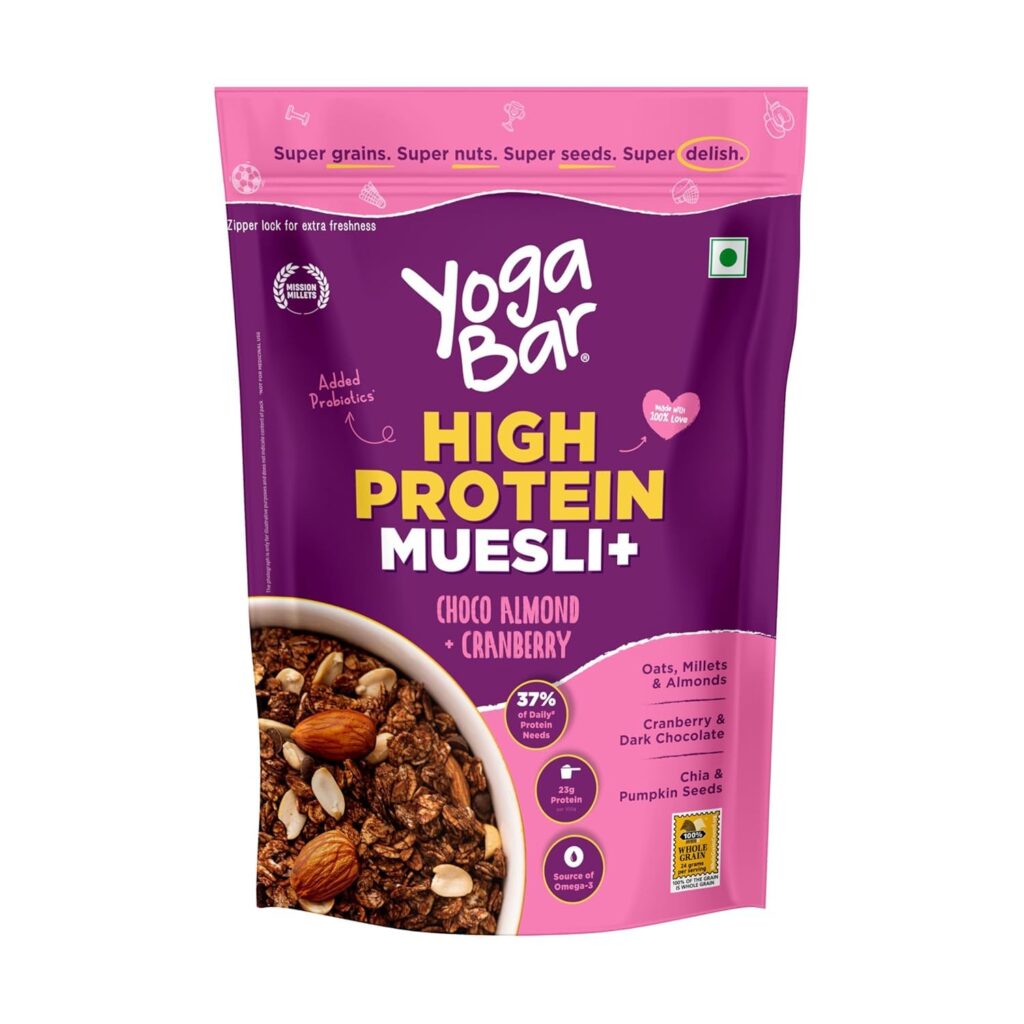 Image of Yogabar Muesli - High Protein Choco Almond & Cranberry 350g packet