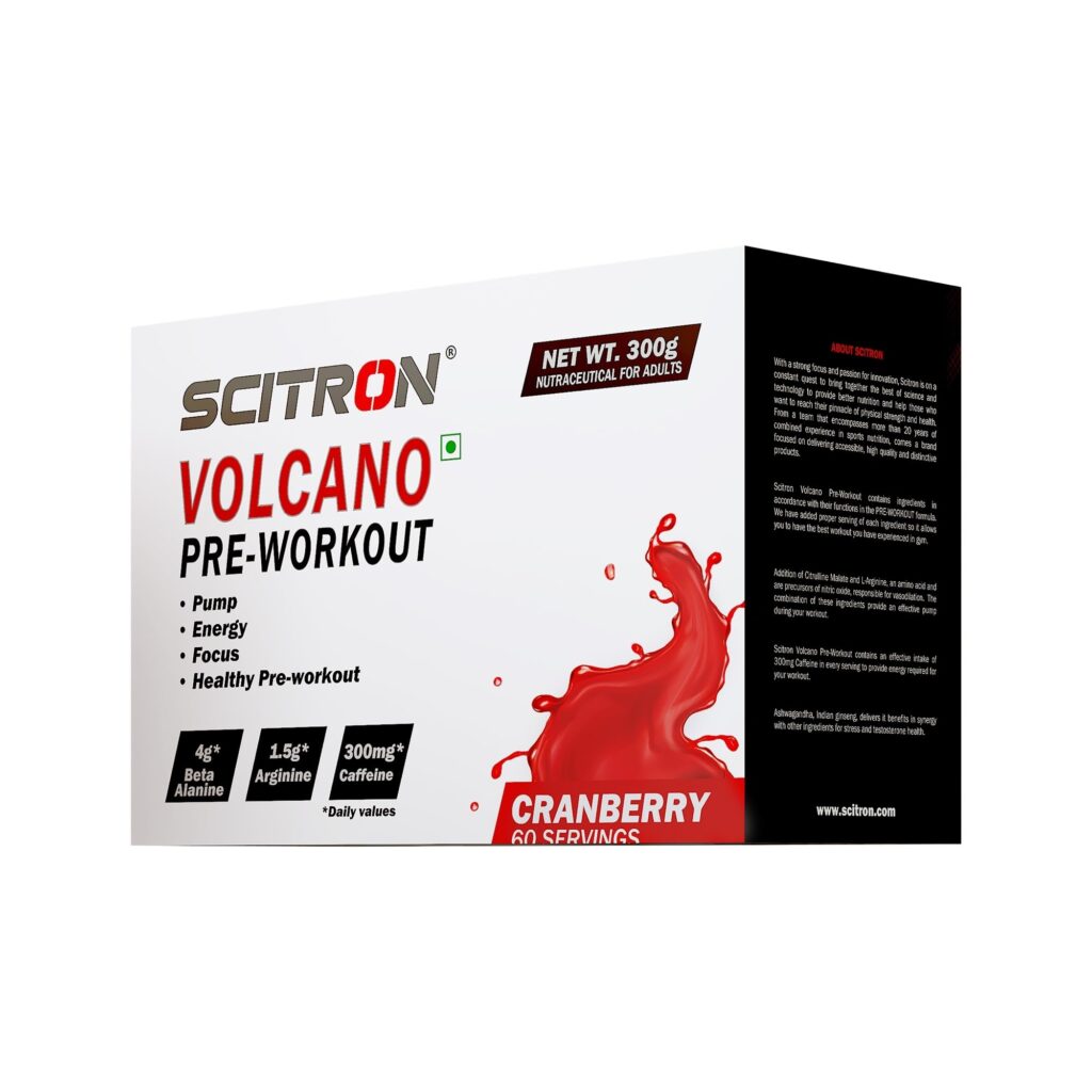 Scitron Volcano Pre-Workout 300g Cranberry – High Energy Gym Supplement
