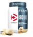 Dymatize ISO100 Hydrolyzed Whey Protein Isolate tub in Gourmet Vanilla flavor, featuring 25g protein per serving with vanilla bean and vanilla ice cream scoop graphics.