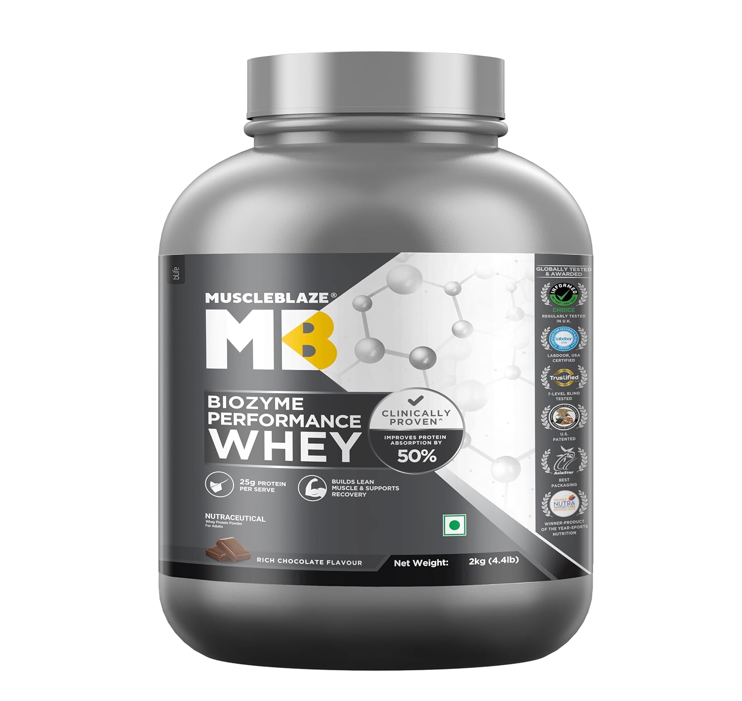71rYnIdVEqL._SL1500_ (1) MuscleBlaze Biozyme Whey Protein 2kg – Chocolate - Image 1