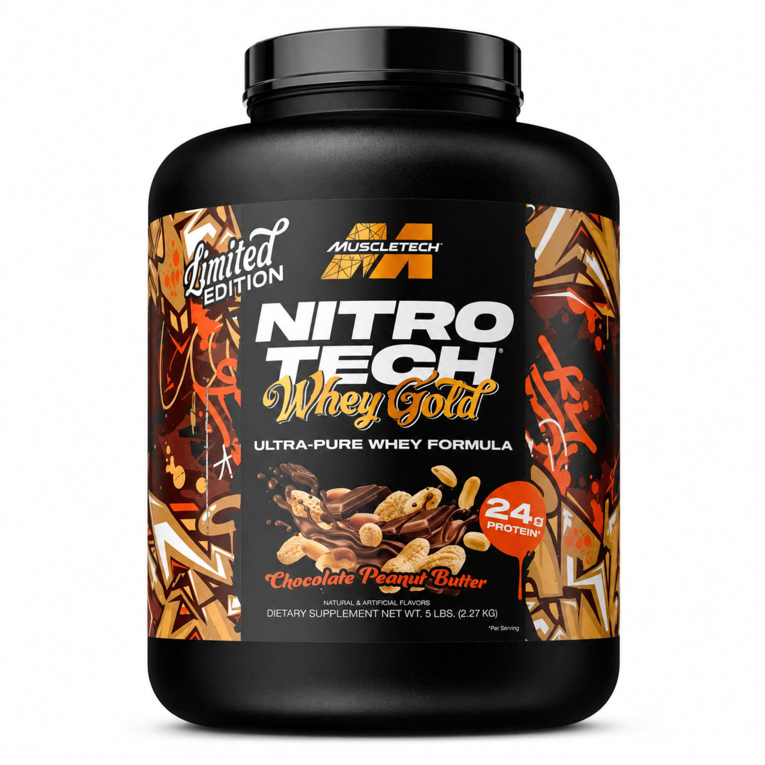 re MuscleTech Nitro-Tech 100% Whey Gold 5 lb – Chocolate Peanut Butter - Image 1