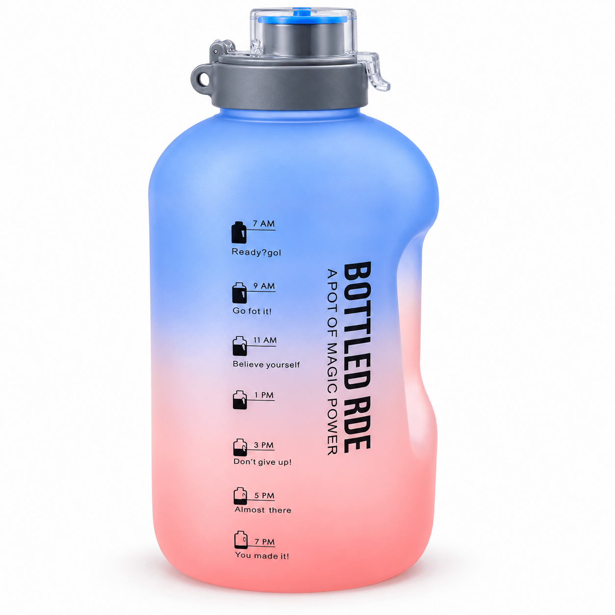 3e077511-aa9f-447b-891b-19c051bd5a63 RDE Motivational Water Bottle with Time Markers and Handle – Multicolor - Image 1